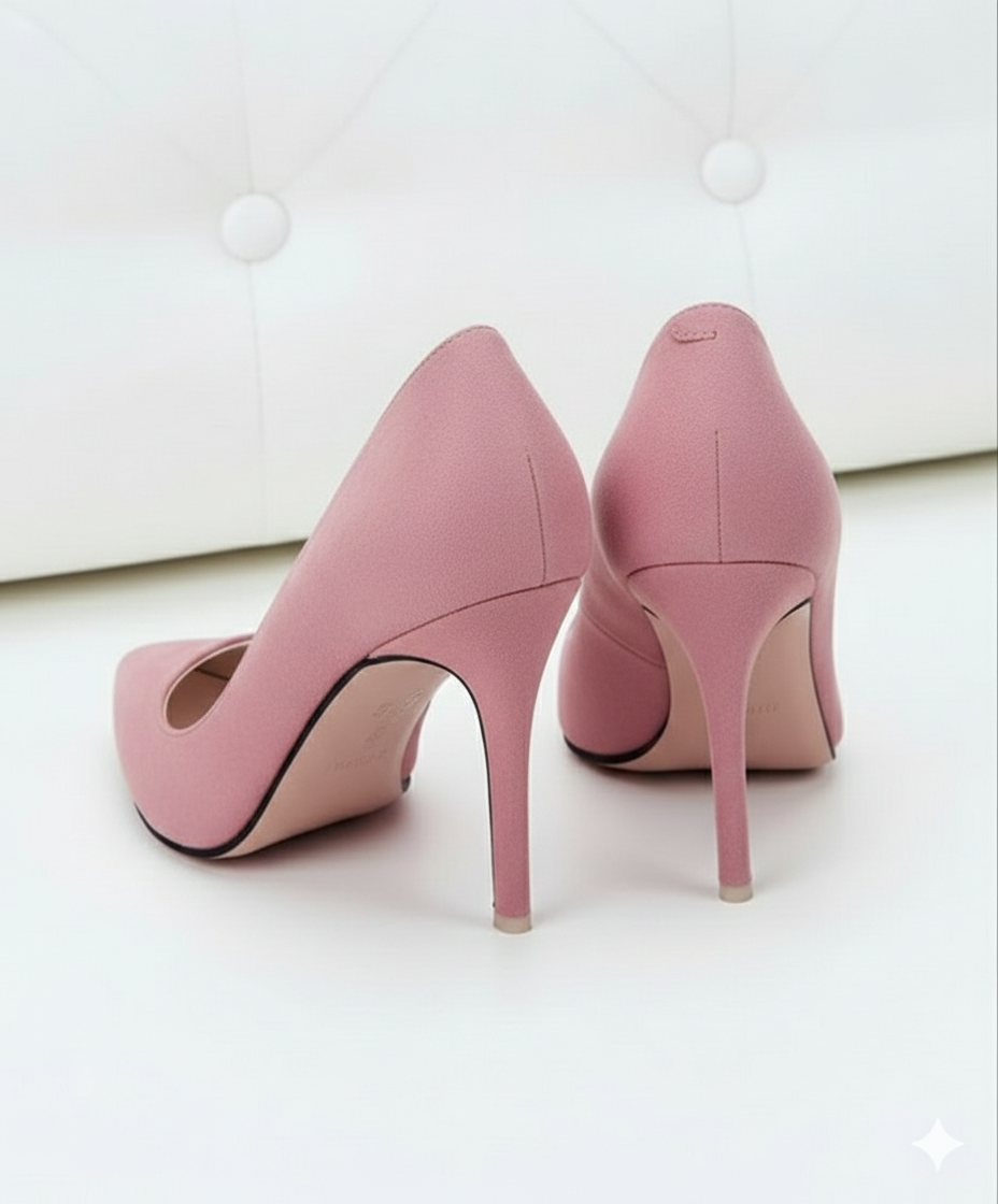 Stepzia |Rose Velvet Suede Stiletto Pumps – Elegant Pointed-Toe Heels