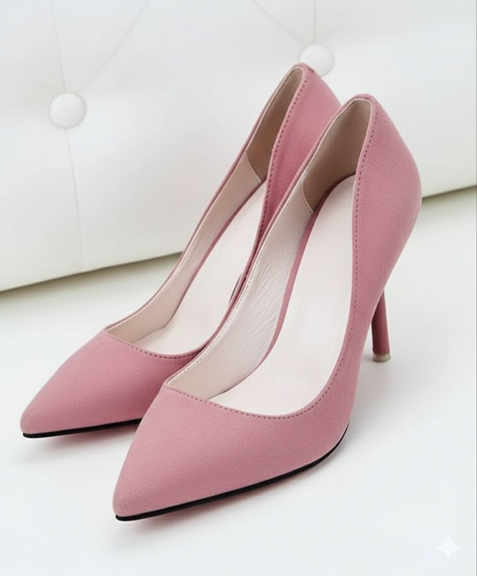Stepzia |Rose Velvet Suede Stiletto Pumps – Elegant Pointed-Toe Heels